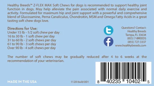 Vista 3 de Healthy Breeds Bulldog Z-Flex Max - Masticables suaves para cadera y articulaciones, 50