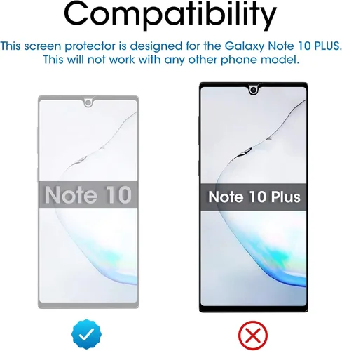 Vista 3 de amFilm Protector de pantalla de vidrio templado para Galaxy Note 10 Plus, Note 10+ (2019), matriz de puntos con bandeja de fácil instalación
