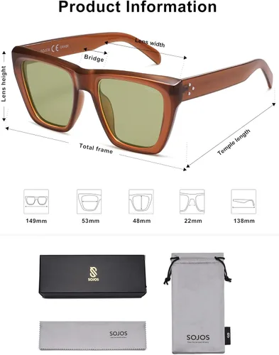 Vista 13 de SOJOS Fashion Oversized Square Cat Eye Polarized Sunglasses for Women Trendy Cateye Style Womens Sunglasses SJ2179