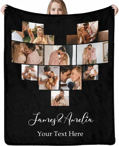 Vista 10 de D-Story Manta personalizada con fotos con cualquier texto - Mantas con imágenes personalizadas para Navidad, cumpleaños, regalos para parejas