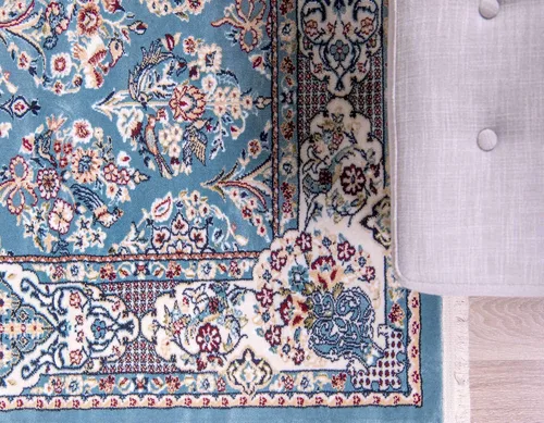 Vista 5 de Unique Loom Narenj Collection - Alfombra clásica de diseño repetido con textura tradicional, rectangular, 3 x 5 pies y 1 pulgada, azul/beige