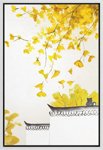 Vista 33 de NWT Juego de impresiones enmarcadas para pared, ramo de flores amarillas, capullos de flores amarillas, ilustraciones de plantas florales, arte