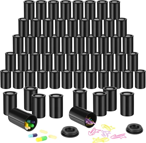 Vista 7 de JOVITEC 200 recipientes de película de plástico de 1.38 pulgadas (1.378 in), contenedores vacíos de almacenamiento con tapas para accesorios