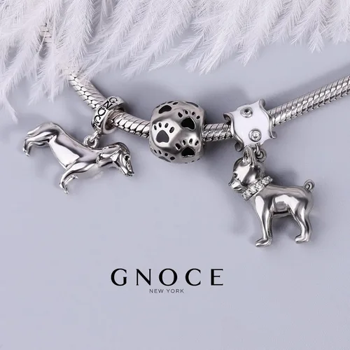Vista 4 de GNOCE Dije de cuentas de perro para mujer, collar de plata para ella, regalo de joyería Perro Collie de 2 órdenes