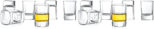 Vista 11 de JoyJolt Set de 6 vasos de trago corto de base pesada, vasos de tragos de 2 onzas