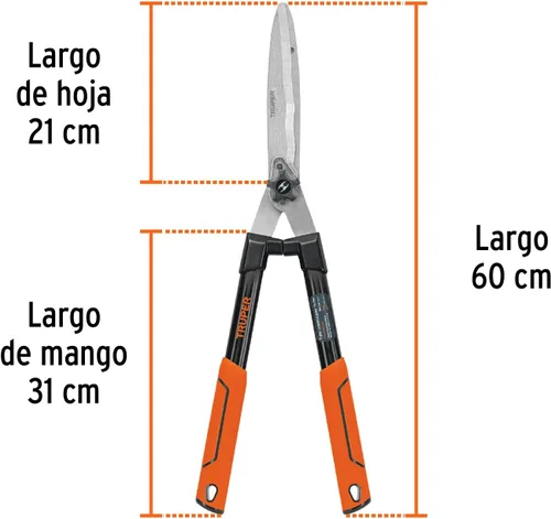 Vista 3 de TRUPER TE-19W - Tijeras de setos con mango de madera de hoja ondulada de 7 1/2 pulgadas con agarre de cojín