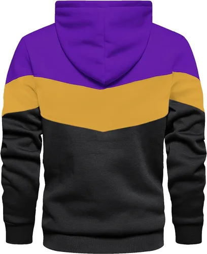 Vista 3 de Gesean Sudadera con capucha, de manga larga, para hombre, diseño de bloque de color, estilo informal, con bolsillo