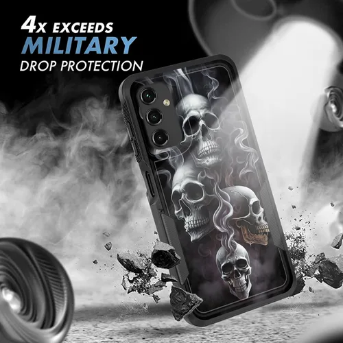 Vista 5 de Funda para Galaxy A14 5G, resistente de doble capa híbrida de policarbonato duro, goma suave, a prueba de golpes, funda protectora resistente