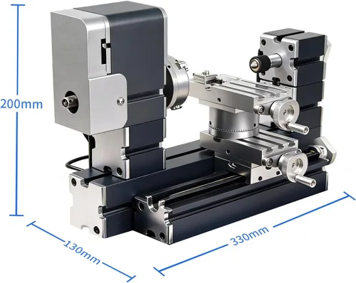 Vista 4 de Mini torno de metal de 60 W, 12,000 RPM, herramienta de 4 ejes para plástico acrílico de madera de metal suave, micro torno de precisión