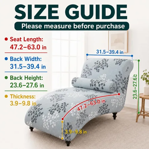 Vista 3 de Funda Impresa para Chaise Lounge sin Brazos Interior Funda Elástica para Silla para Sala de Estar Dormitorio Funda Elástica sin Brazos para Chaise
