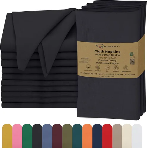 Vista 59 de Ruvanti - Servilletas de tela, paquete de 6, 45x45 centímetros, 100% algodón, lavables, suaves y absorbentes, perfectas para bodas, cenas de Belleza