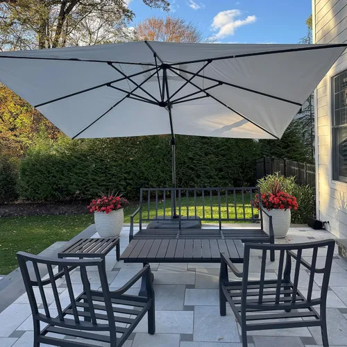 Vista 33 de PURPLE LEAF Sombrilla de patio de 8 pies para exteriores, sombrilla voladiza cuadrada de aluminio con rotación de 360 grados para jardín, terraza