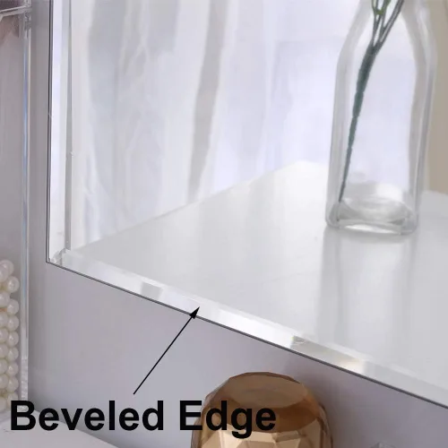 Vista 2 de Juego de 2 espejos sin marco de 18 x 36 pulgadas, espejo de pared de baño con borde biselado, moderno espejo biselado para sala de estar, comedor