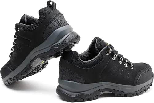 Vista 3 de CAMEL CROWN Zapatos de senderismo para hombre, botas de corte bajo, zapatos de cuero para caminar al aire libre, senderismo, entrenamiento, trabajo