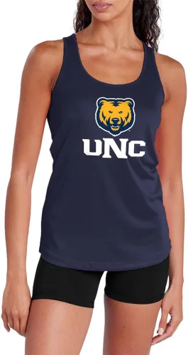 Vista 264 de Camiseta deportiva sin mangas oficial de NCAA Collegiate para mujer, con espalda cruzada, colección con logotipo primario