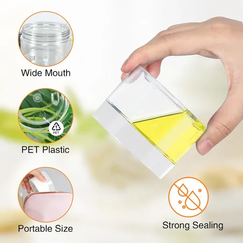 Vista 31 de PeacePeo Tarros de plástico con tapas, recipientes de slime de 4 onzas, 72 frascos de plástico transparente vacíos, recipientes de cosméticos