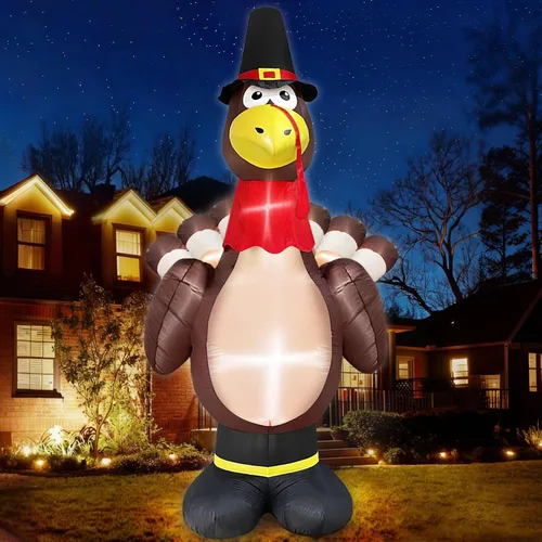 Vista 8 de Inflables de pavo gigante de 12 pies para decoración de Acción de Gracias