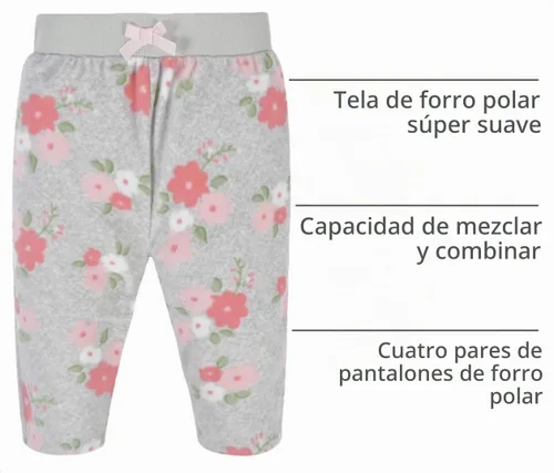 Vista 4 de Gerber Conjunto de 4 pantalones para bebé niña Floral