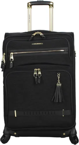 Vista 2 de Steve Madden Designer Luggage Collection - Maleta ligera expandible de 240in bolsa a cuadros con ruedas giratorias de tamaño mediano negro 240in