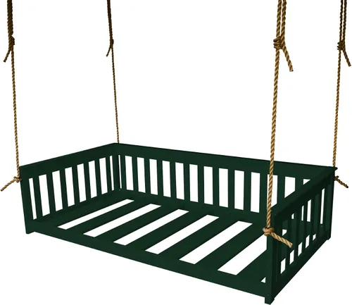 Vista 23 de Amish-Made - Cama de columpio de madera negra con cuerdas Pintura negra