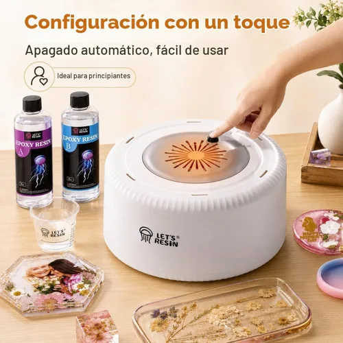 Vista 2 de LET'S RESIN Máquina de curado para resina: secadora automática de 3 horas con bandeja grande, ajuste de un botón, sin deformación, suministros