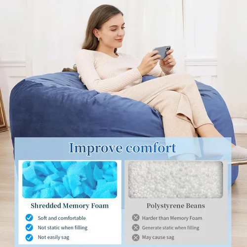 Vista 4 de Relleno de puf, relleno de espuma viscoelástica triturada de 5 libras, relleno de almohada suave para sofá, cojín, animales de peluche, cama