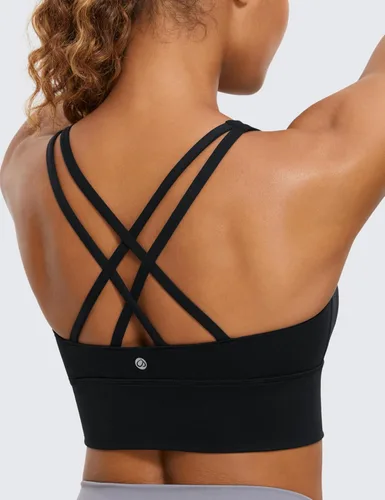 Vista 5 de CRZ YOGA Naked Feeling - Brasier deportivo con tirantes delgados para mujer, de impacto medio, cruzado, para yoga, con relleno, para entrenamiento
