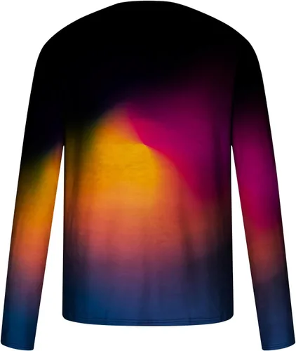 Vista 5 de Camisas de manga larga para hombre, blusas de moda de color degradado, blusas holgadas, ropa de calle, sin botones, estampado gráfico
