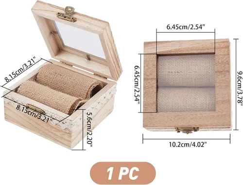 Vista 4 de PH PandaHall Caja de anillos, caja de madera para portadores de anillos, soporte personalizado, organizador de exhibición, cajas de joyería rústicas