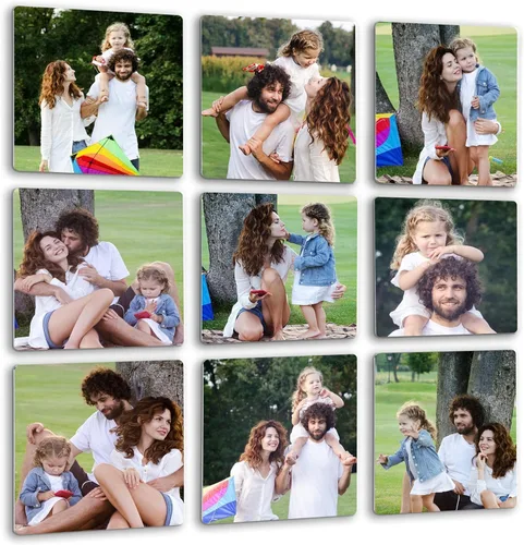 Vista 8 de Azulejos de Fotos Personalizados, Marcos de Fotos de Azulejos Metálicos Mixtos Personalizados Adhesivos para Pared, Marcos de Fotos Collage