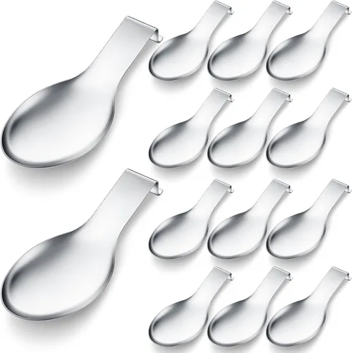 Vista 17 de Nuanchu 6 piezas de acero inoxidable soporte para cucharas y espátulas para estufa, mango para cucharón, soporte para cucharas para encimera Negro