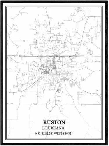 Vista 11 de TANOKCRS Baton Rouge Louisiana USA - Póster impreso en lienzo con diseño de mapa de Estados Unidos, sin marco, moderno, en blanco y negro, regalo