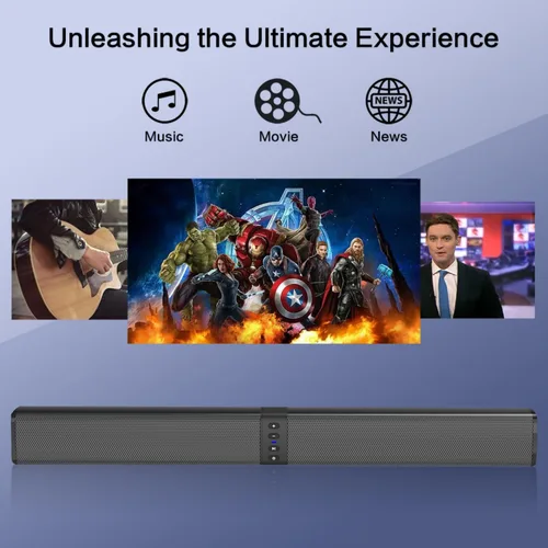 Vista 2 de JFX Barra de sonido para Smart TV, barra de sonido con Bluetooth 5.0, conexión 3/ARC/Opt/AUX, barra de sonido desmontable 2 en 1