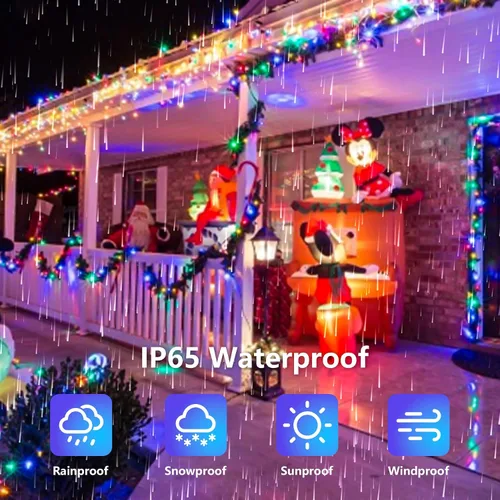 Vista 3 de ITICdecor Guirnalda de luces de Navidad de 33 pies, 100 LED, impermeable, funciona con pilas, 8 modos de luces decorativas para interiores