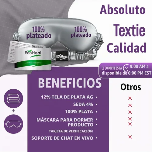 Vista 5 de Grounding - Funda de almohada tamaño Queen con 12% fibra de plata, 4% seda, 84% algodón - Funda de almohada certificada por SGS con conexión a Gris
