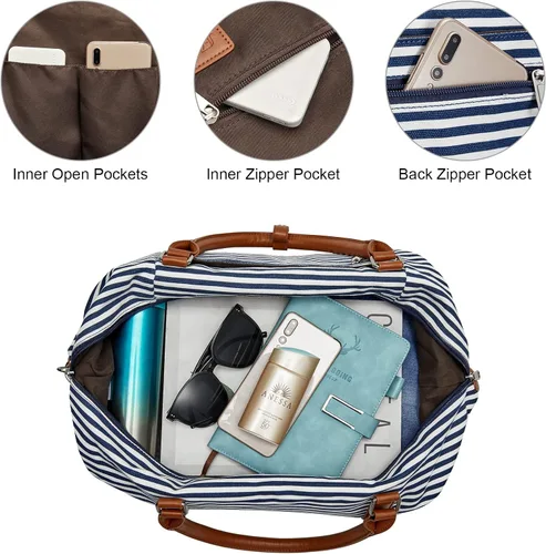 Vista 4 de S-ZONE - Bolso de mano de lona para mujer con correa de cuero sintética