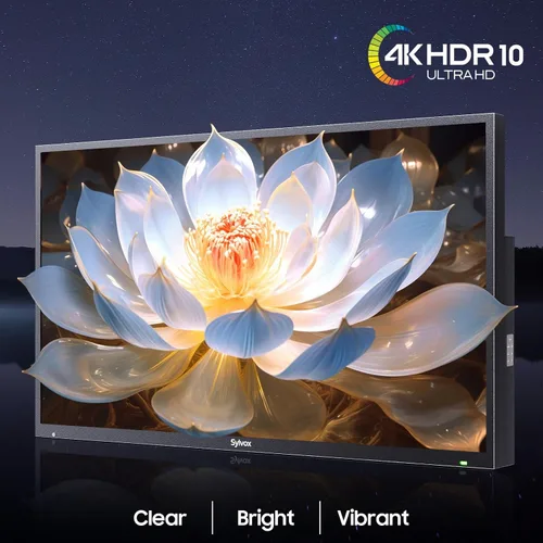 Vista 2 de SYLVOX Televisión para exteriores con soporte rodante, Smart TV 4K de 55 pulgadas, resistente a la intemperie e impermeable IP56, compatible