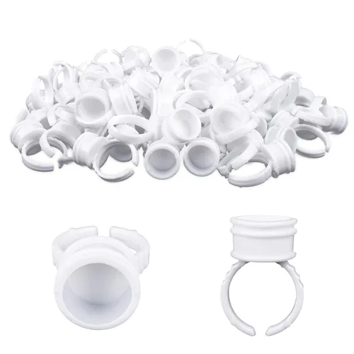 Vista 8 de G2PLUS Soportes de pegamento para pestañas postizas, 100 PCS bandejas desechables para pestañas, paleta de pegamento de plástico rosa