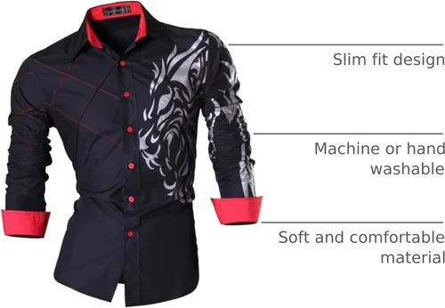 Vista 161 de JZS041, camisa de vestir de manga larga para hombre