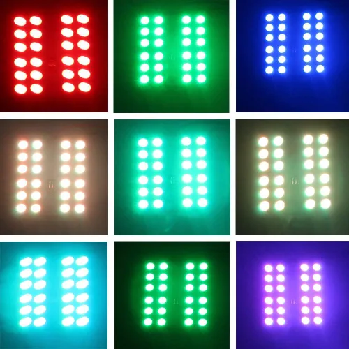 Vista 5 de YM E-Bright – 1 juego (2 unidades) de luces LED RGB 5050 24SMD para auto, panel de domo, control remoto, lámpara LED colorida DC 12V con adaptadores