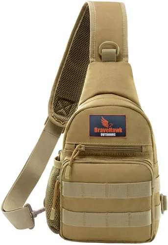 Vista 8 de BraveHawk OUTDOORS Bolsa de pecho de cabestrillo, 900D Nylon táctico MOLLE compacto Crossbody Senderismo Ciclismo Pack
