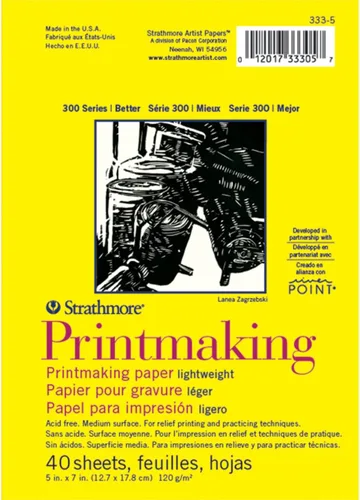 Vista 5 de Strathmore Serie 300 Juego de Papel para Grabado, Encuadernado con Pegamento, 5x7 pulgadas, 40 Hojas (120g) - Papel de Artista para Adultos