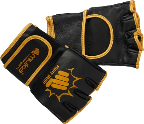 Vista 3 de Guantes MMA para hombre, guantes de boxeo con palma abierta, guantes de boxeo de cuero para artes marciales para hombres y mujeres, guantes