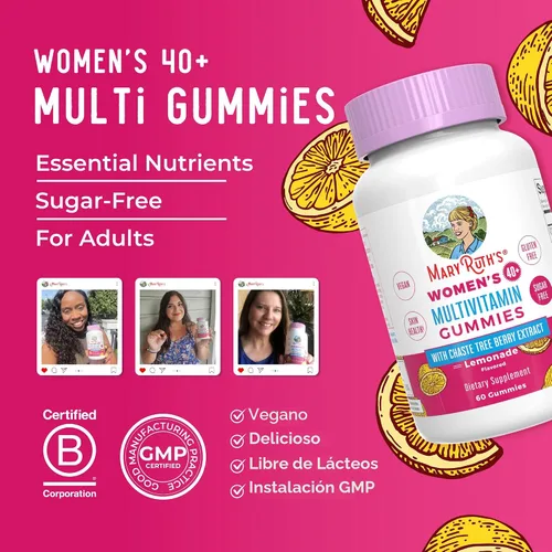 Vista 8 de MaryRuth's Multivitamínico para mujeres mayores de 40 años Sin azúcar Vitaminas veganas para mujer Apoyo inmunológico Multivitamínico diario