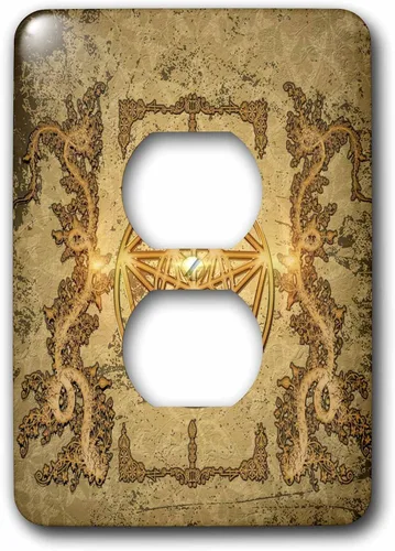 Vista 2 de 3dRose The pentagram with floral elements 2 plug outlet cover
