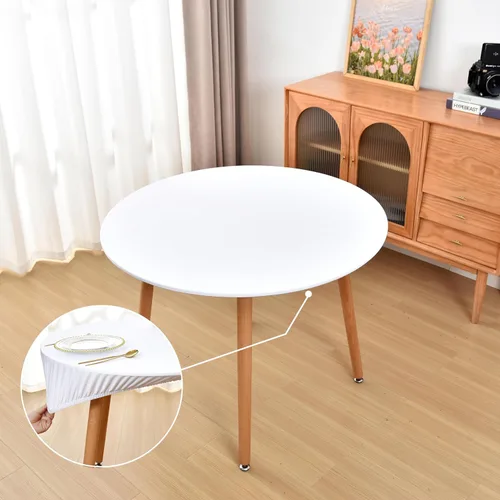 Vista 59 de Mantel ajustado blanco con elástico para mesas plegables de 48x48 pulgadas, manteles lavables y elásticos de elastano para mesas de cartas, manteles