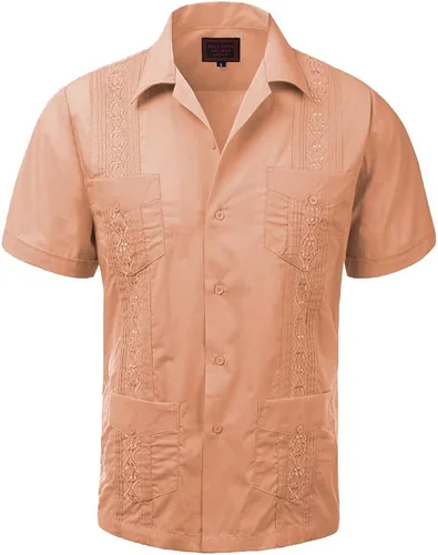 Vista 12 de vkwear Guayabera - Camisa de vestir casual con botones y manga corta para hombre