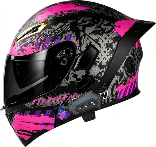 Vista 14 de Casco Modular de Motocicleta Bluetooth Aprobado DOT/ECE de Cara Completa Abatible Anti-Empañamiento Doble Visera Casco con Altavoz Dual Incorporado