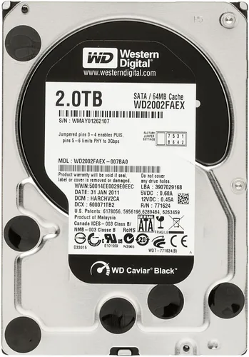 Vista 4 de WD Caviar Black 1 TB SATA III 7200 RPM 64 MB caché interno de escritorio 3.5" disco duro (WD1002FAEX ) (modelo antiguo)