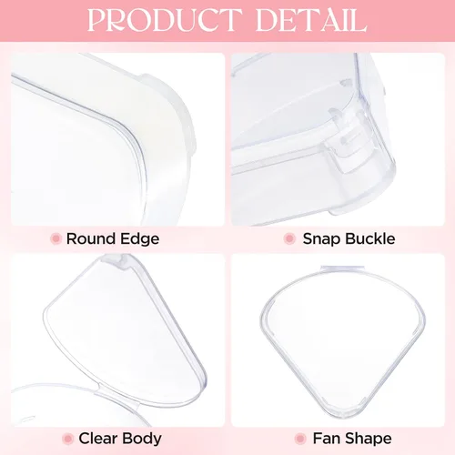 Vista 9 de Juego de 6 estuches para soplo de polvo, soporte para licuadora de belleza de viaje, caja de almacenamiento de soplo de polvo triangular portátil